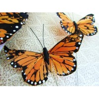 12 Hand Made Poly Monarch Butterfly Floral Arrangement Decoration H150-A 2.75"   312215139266